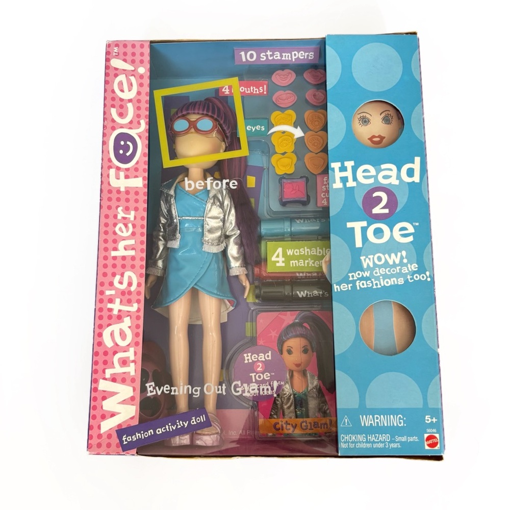 NEW 2001 Head 2 Toe Evening Out Glam Fashion Activity Doll Blue Box Mattel